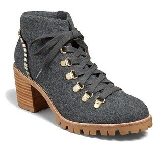 NEW Women Jack Rogers Poppy Flannel Grey Lace Up Dress Ankle Hiker Bootie